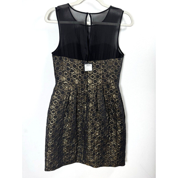 NWT Club Monaco Gold 3D Metallic Dress Celebration Party Old Money Regency 4 - Picture 3 of 8